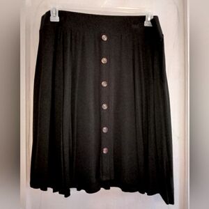 Black Midi Knit Swing Skirt